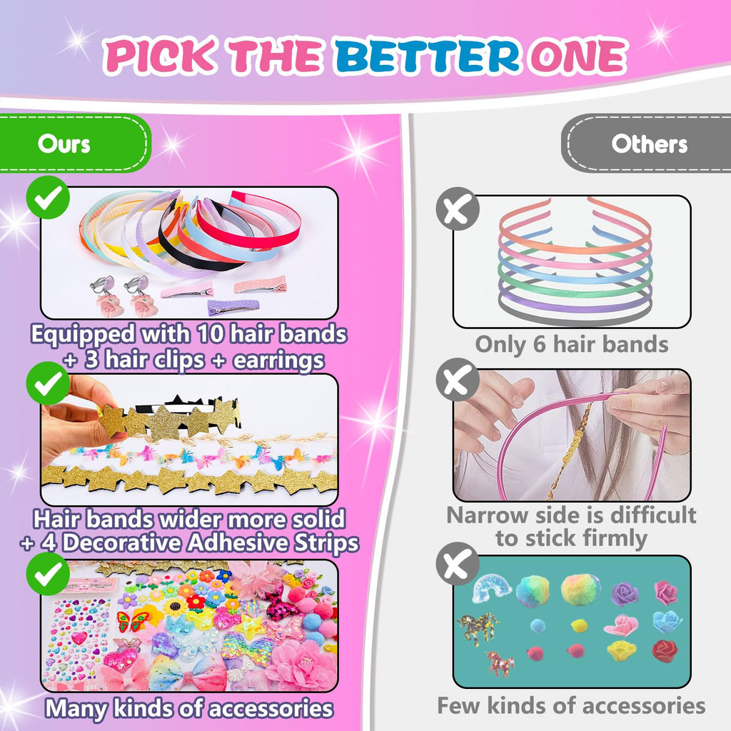 SUYUKI DIY Hair Accessories Kit – Create Custom Headbands for Girls Ages 4-12