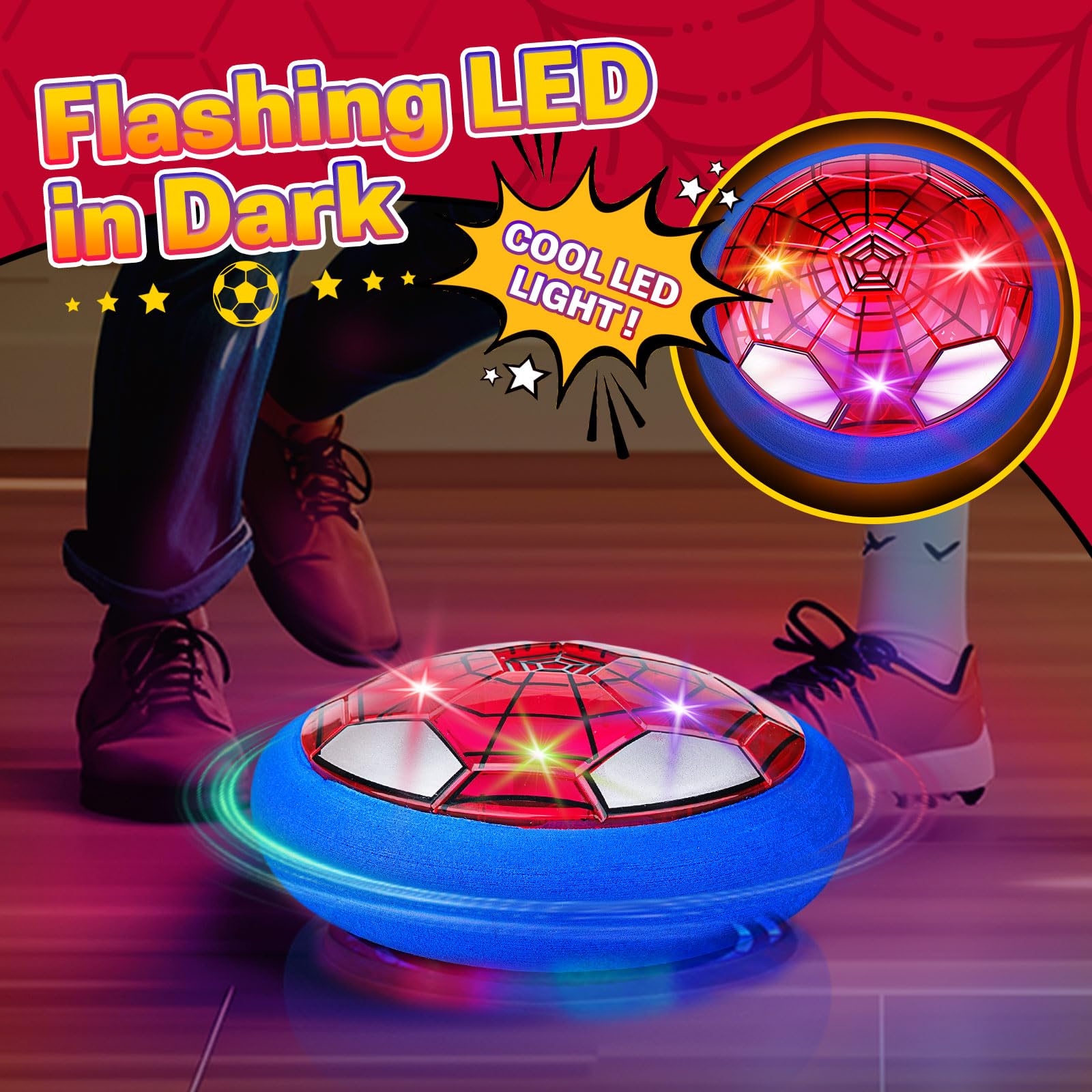 SUYUKI Spider Hover Soccer Ball - Rechargeable LED Air Football for Kids Ages 3-10