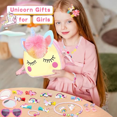 SUYUKI Unicorn Toys for Girls Ages 4-10 – 20 Piece Bag and Jewelry Set