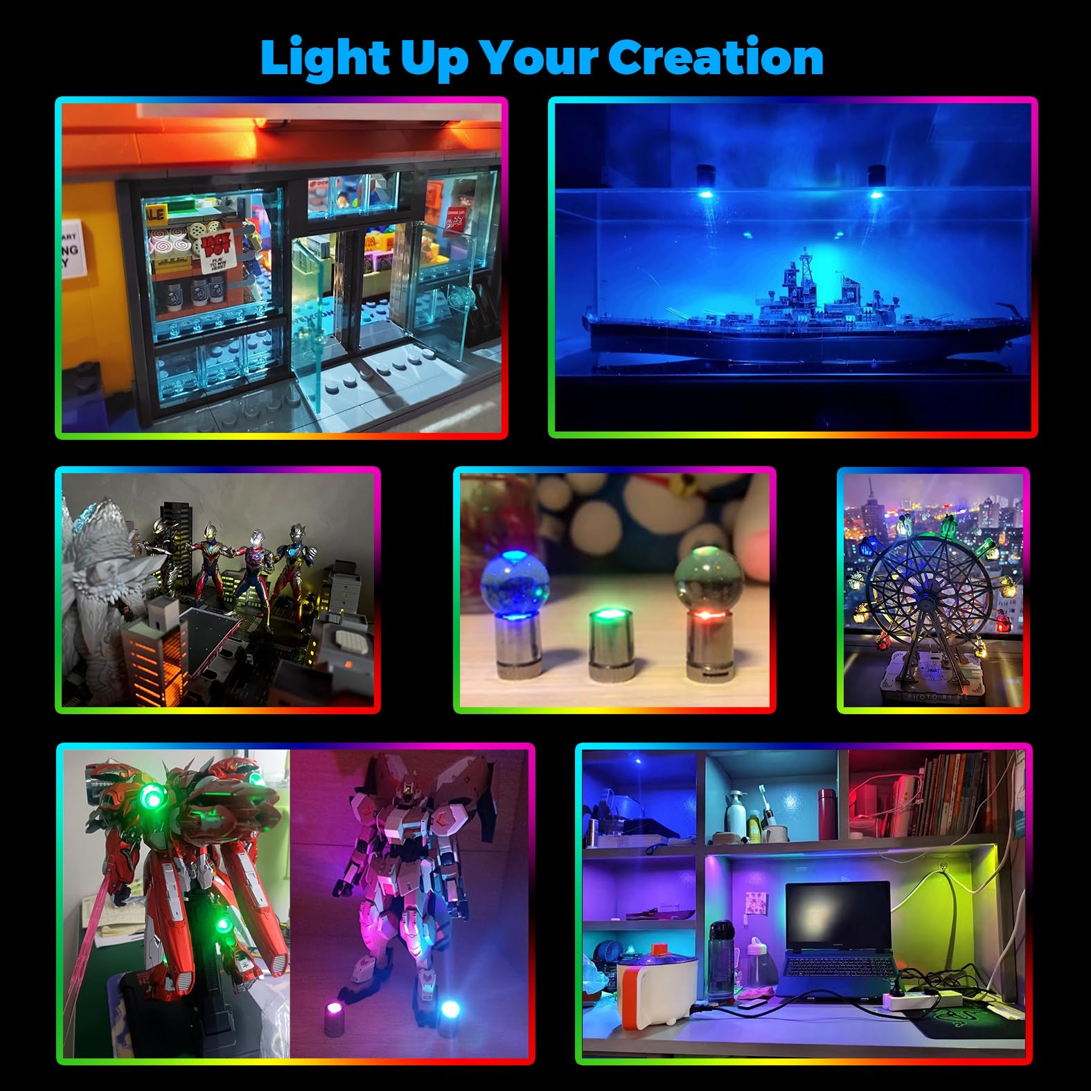 SUZEYAR 36-Pack Miniature LED Lights - Multi-Color Changing, Battery Operated, Non-Blinking for Dollhouse, Crafts, and Party Decor