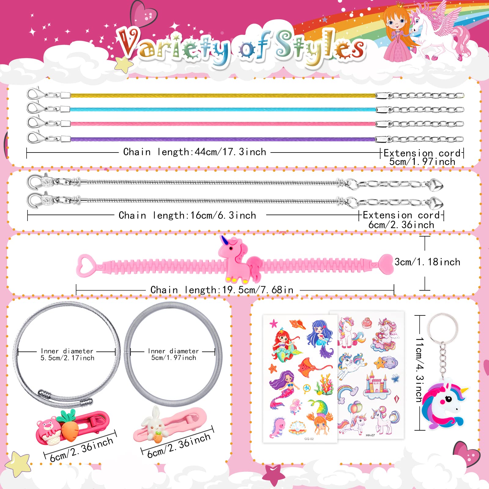 SUZUTOY Bracelet Making Kit for Girls Ages 4-12 - Unicorn Jewelry Craft Set with 18 Beads, 18 Pendants, Adjustable Bracelets, and More