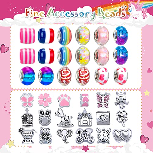 SUZUTOY Bracelet Making Kit for Girls Ages 4-12 - Unicorn Jewelry Craft Set with 18 Beads, 18 Pendants, Adjustable Bracelets, and More