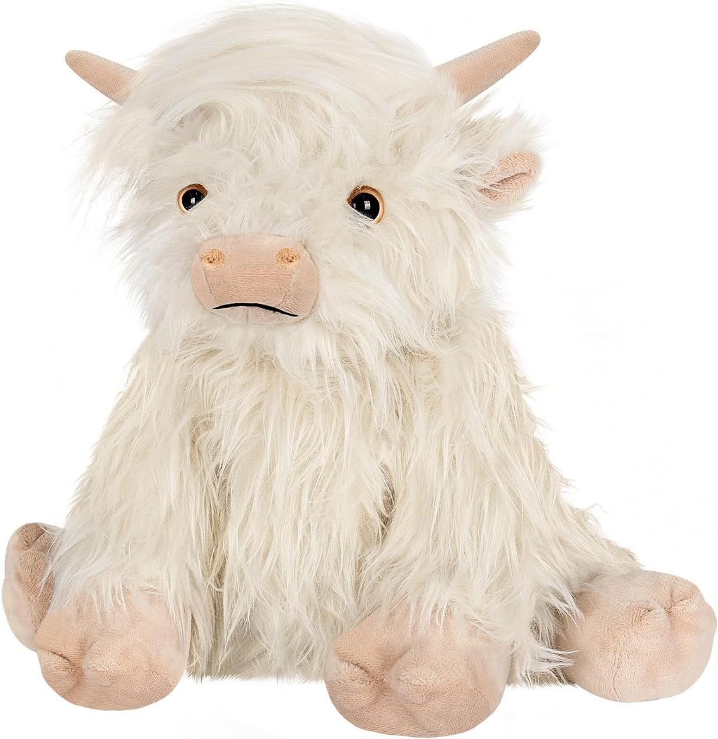 SUZZIPAD White Highland Cow Stuffed Animal – Microwavable Plush Toy for Heat & Cold Therapy