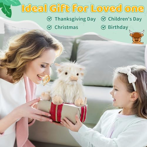 SUZZIPAD White Highland Cow Stuffed Animal – Microwavable Plush Toy for Heat & Cold Therapy