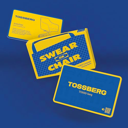 Swear or Chair – Hilarious Adult Party Game – Guess Scandinavian Swear Words vs Furniture Names – 56 Cards – Ages 18+
