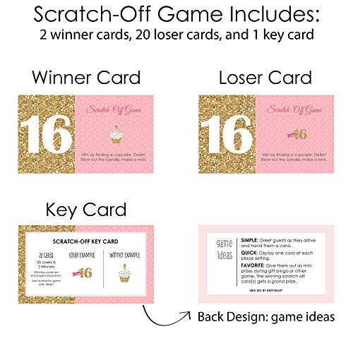 Sweet 16 Scratch-Off Cards – 22-Count Party Game by Big Dot of Happiness