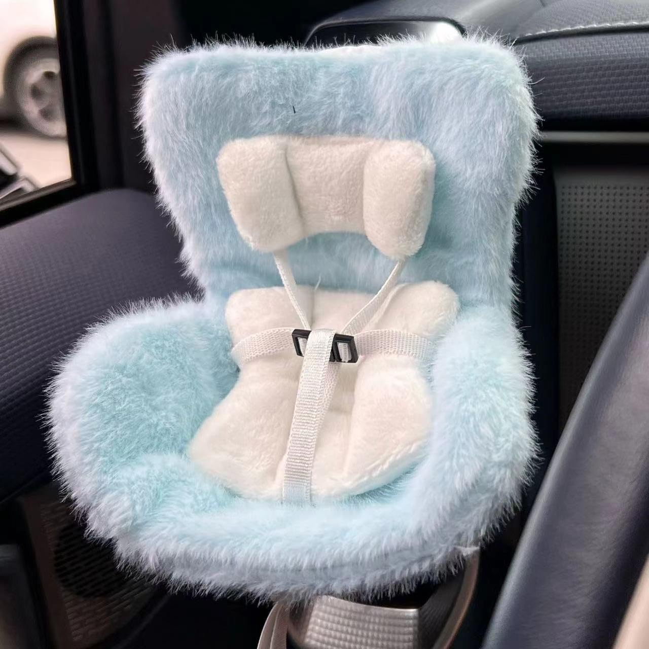 SwiftServ Doll Car Seat for 3-8 Inch Figures – Blue with Plush Cushion and Safety Strap