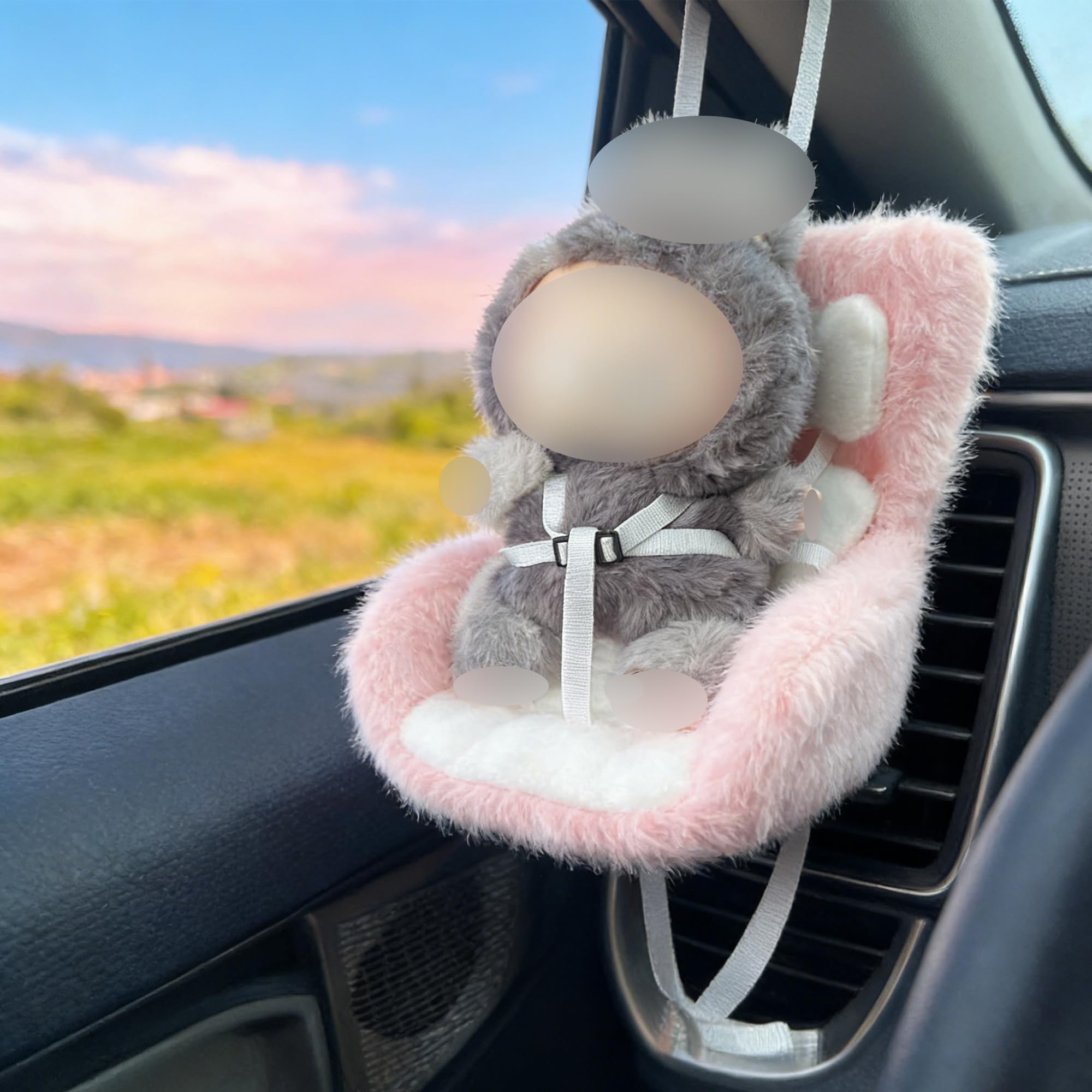 SwiftServ Doll Car Seat for 3-8 Inch Figures – Blue with Plush Cushion and Safety Strap