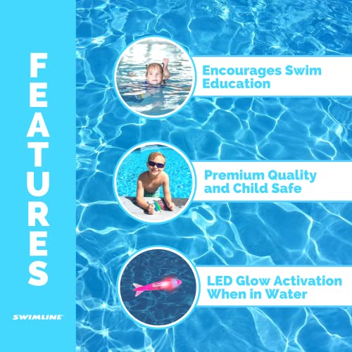Swimline LED Dive Toys 3-Pack - Glowing Torpedo Light-Up Underwater Retrieval Game for Pool & Bath