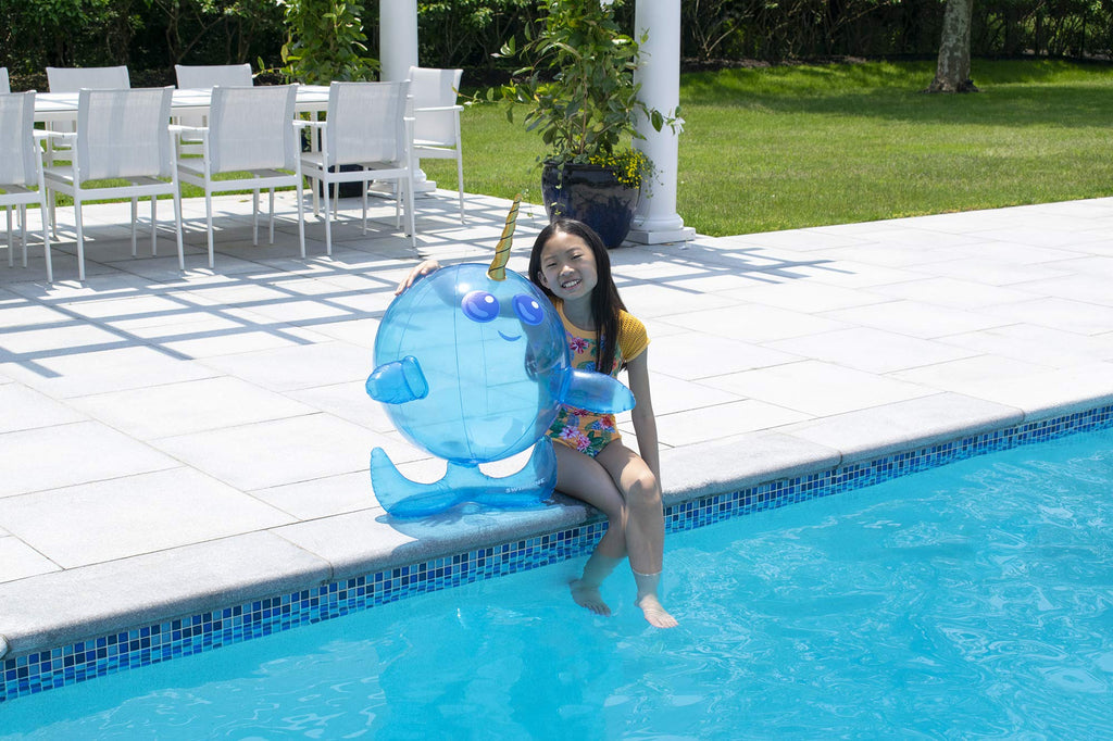 Swimline Narwhal Inflatable Beach Ball – 20-Inch UV-Resistant Pool Toy for Kids