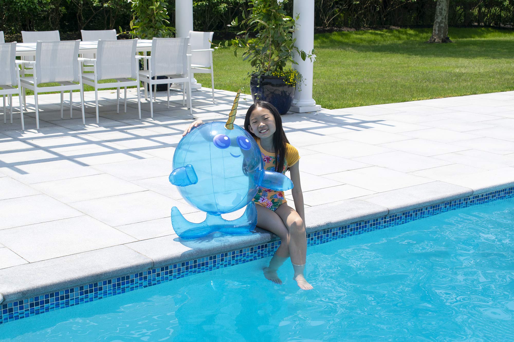 Swimline Narwhal Inflatable Beach Ball – 20-Inch UV-Resistant Pool Toy for Kids