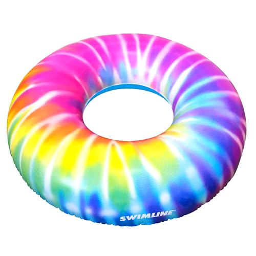 Swimline Tie Dye Spiral Pool Ring – 42-Inch Inflatable Vinyl Float for Adults & Teens