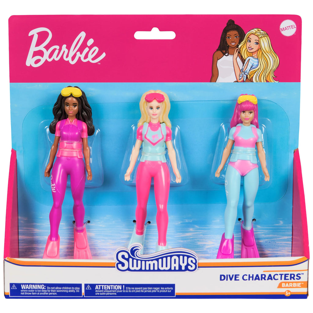 SwimWays Barbie Dive Characters 3-Pack – Soft Pool Diving Toys for Kids Ages 5+