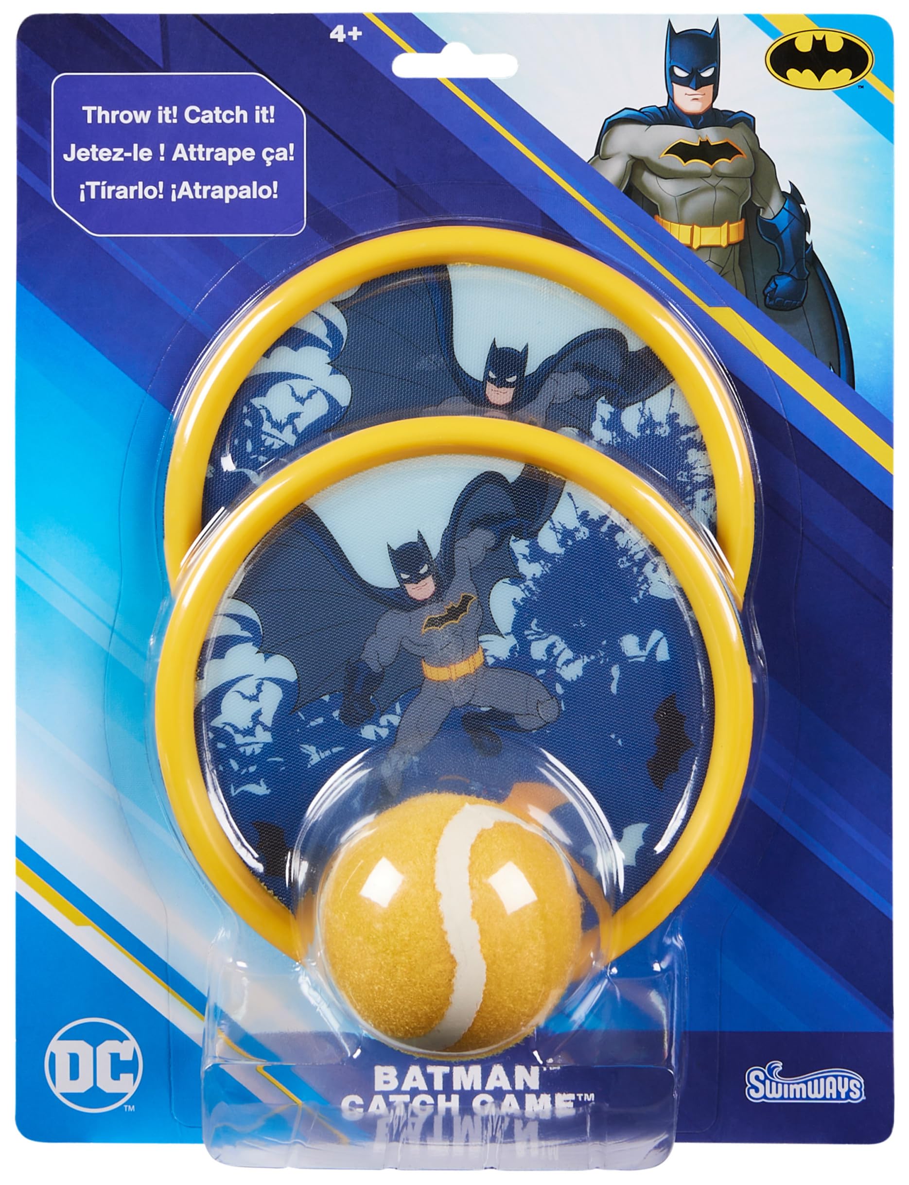 Swimways DC Batman Catch Game – Velcro Paddles & Ball for Pool, Yard & Beach