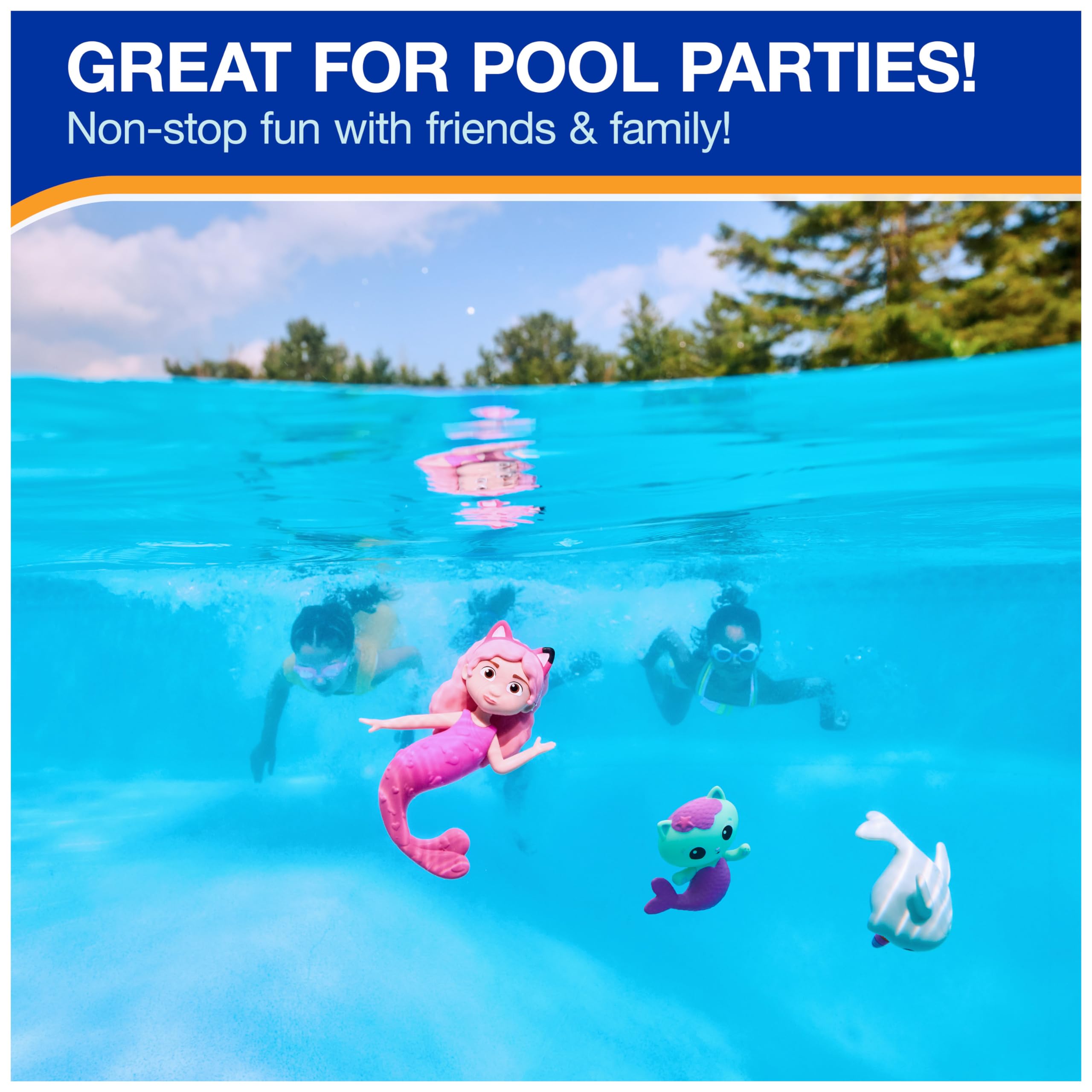 SwimWays Gabby's Dollhouse Dive Characters 3-Pack - Soft Flexible Pool Diving Toys for Kids Ages 5+