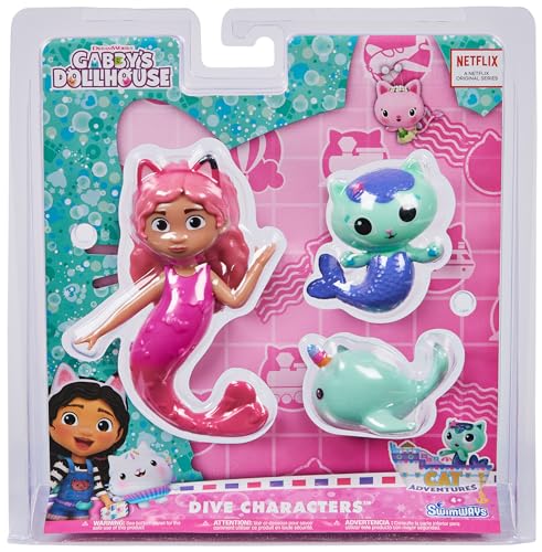 SwimWays Gabby's Dollhouse Dive Characters 3-Pack - Soft Flexible Pool Diving Toys for Kids Ages 5+