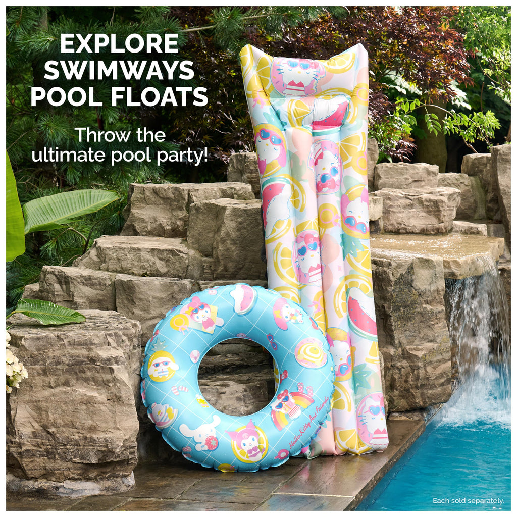 SwimWays Hello Kitty Suntanner Inflatable Pool Float - 70 x 23 Inch, Durable PVC, Pool Toy for Teens & Adults