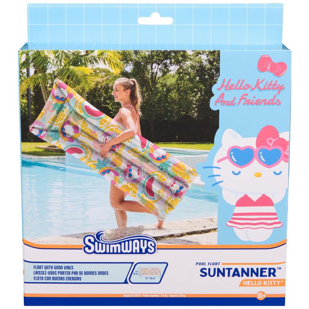 SwimWays Hello Kitty Suntanner Inflatable Pool Float - 70 x 23 Inch, Durable PVC, Pool Toy for Teens & Adults