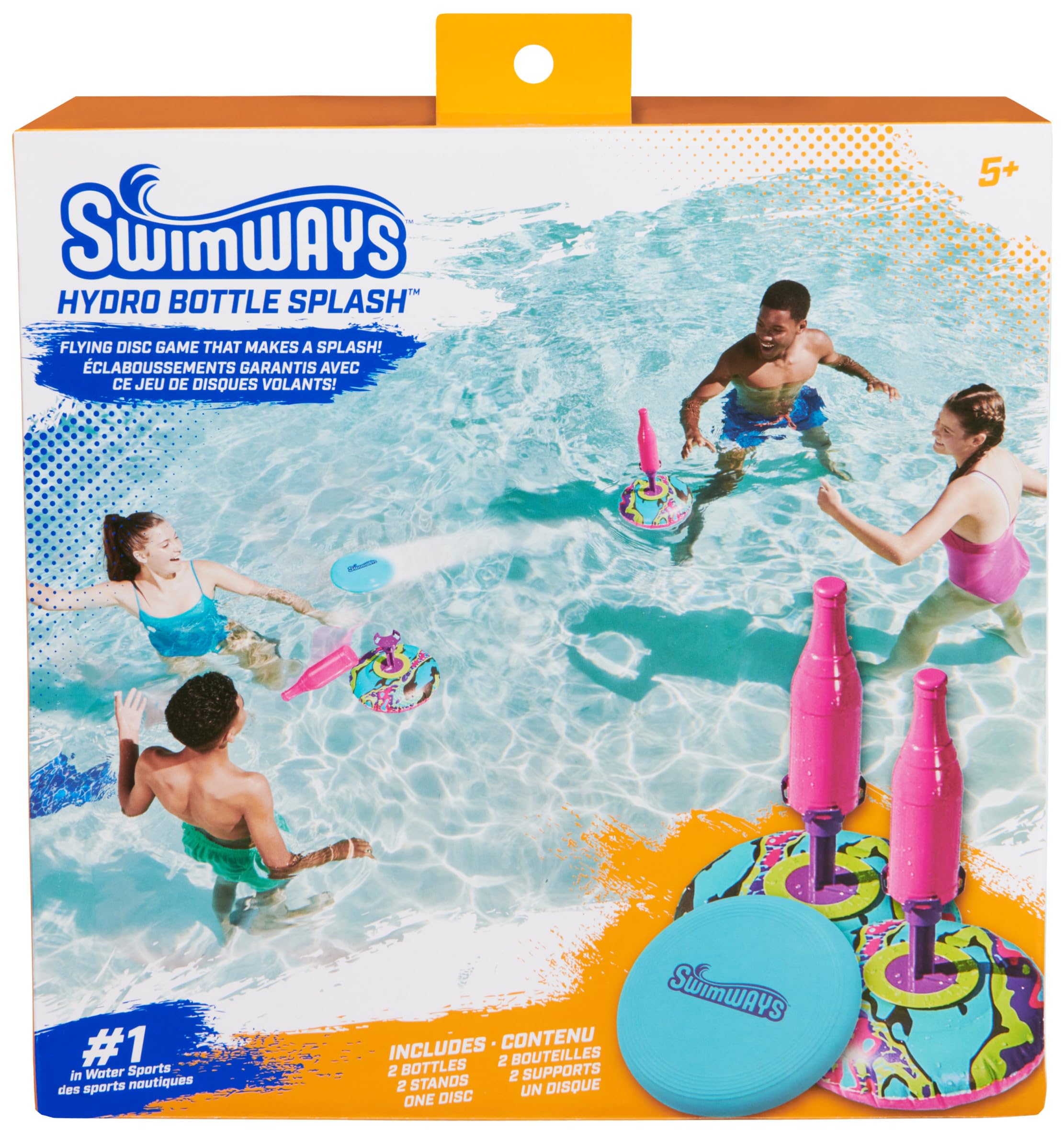 SwimWays Hydro Bottle Splash – A Throwing Disc Pool Game for Kids and Adults