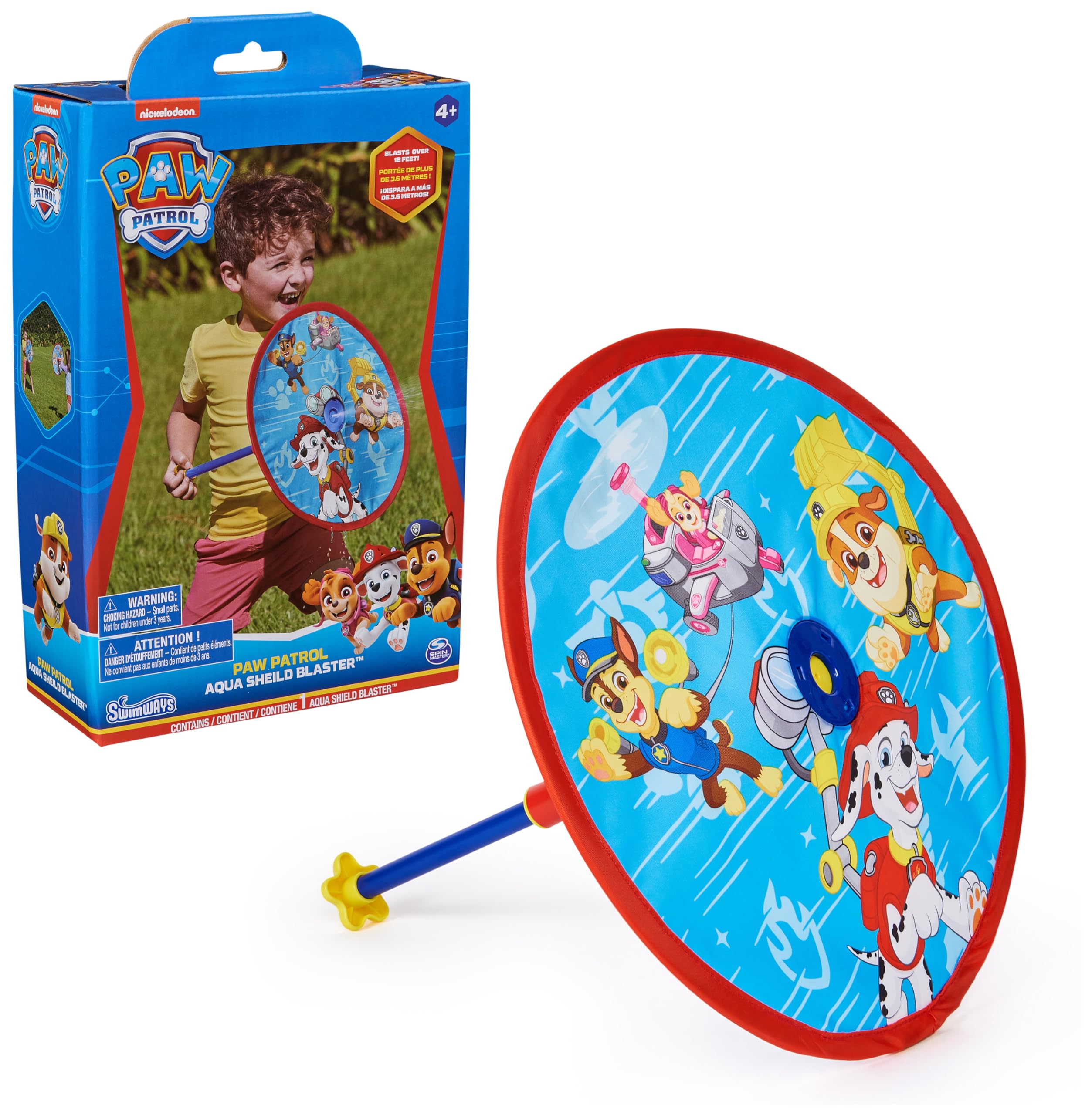 SwimWays Paw Patrol Aqua Shield Blaster – Water Gun with Shield, Shoots Up to 12 Feet, Pool Toy for Ages 4+