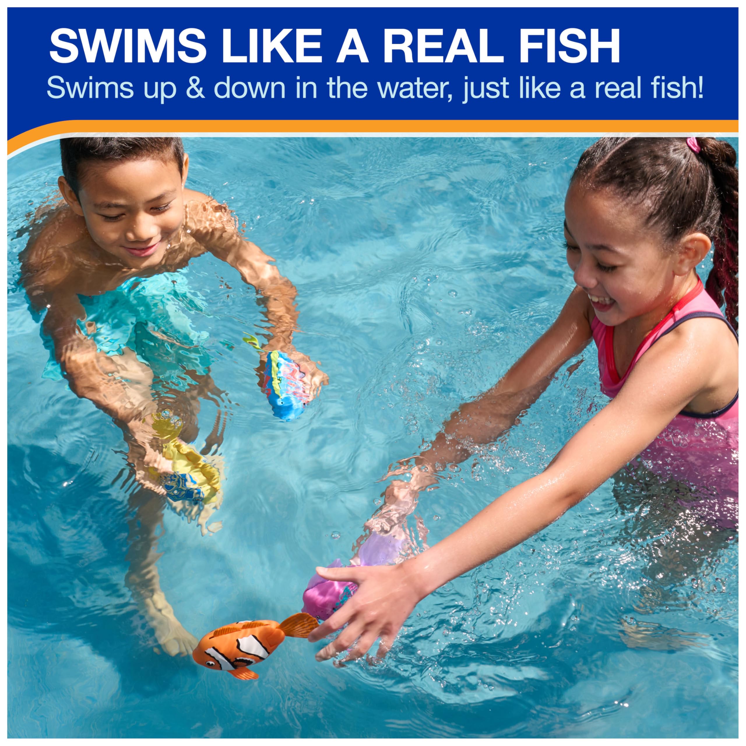 SwimWays Rainbow Reef Guppie Goldberg: Self-Swimming Pool Fish Toy (Ages 5+, Batteries Included)