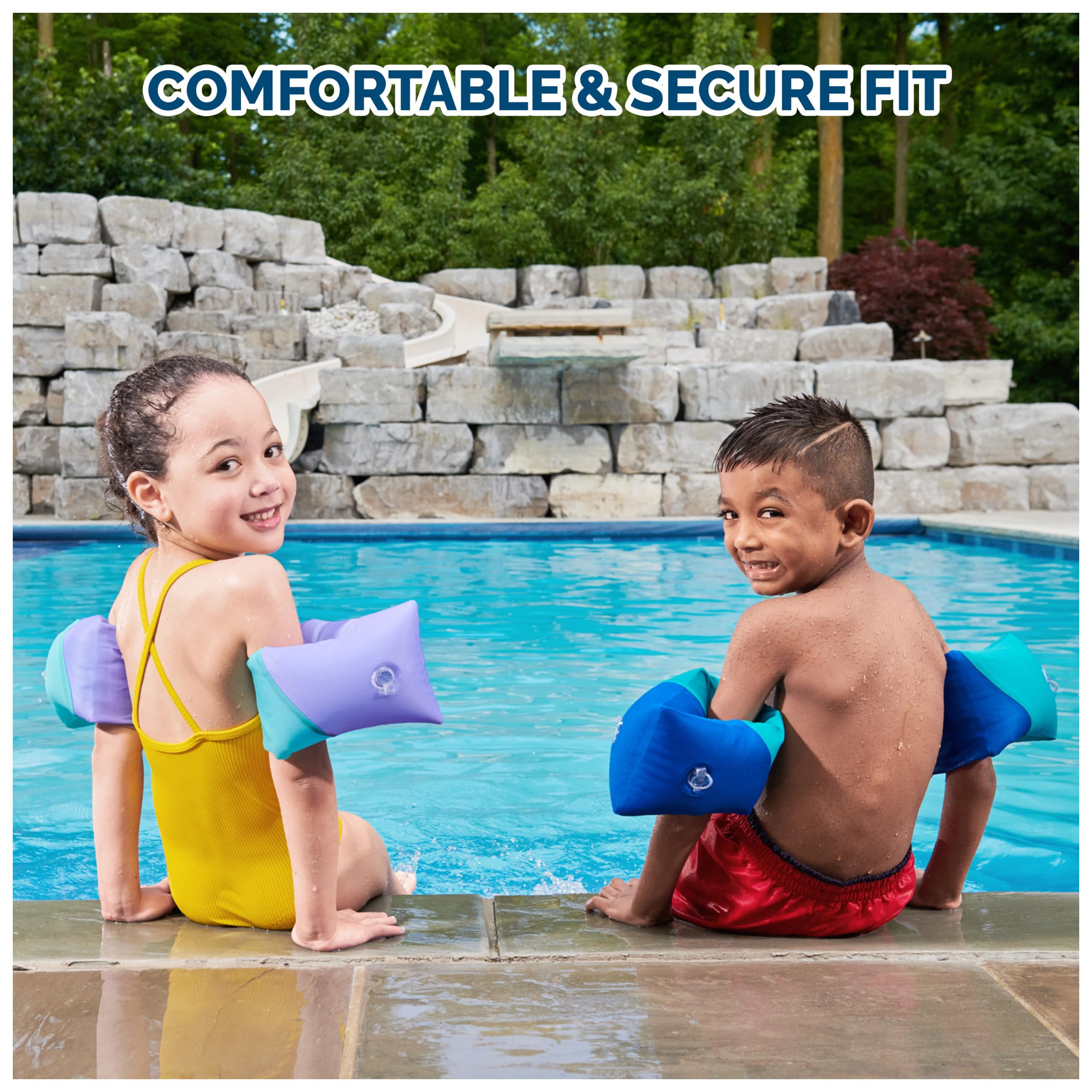 SwimWays Soft Swimmies Toddler Floaties - Purple, Inflatable Arm Bands for Ages 3-5
