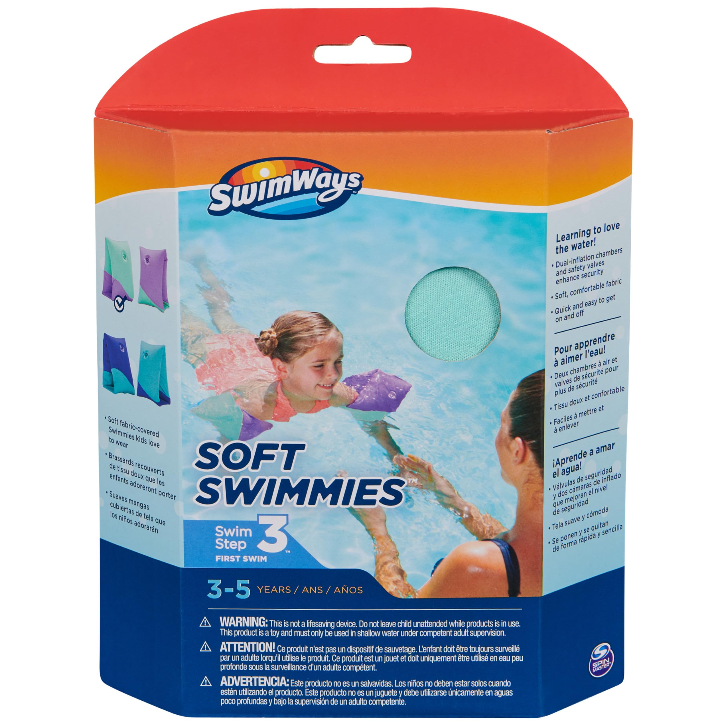 SwimWays Soft Swimmies Toddler Floaties - Purple, Inflatable Arm Bands for Ages 3-5