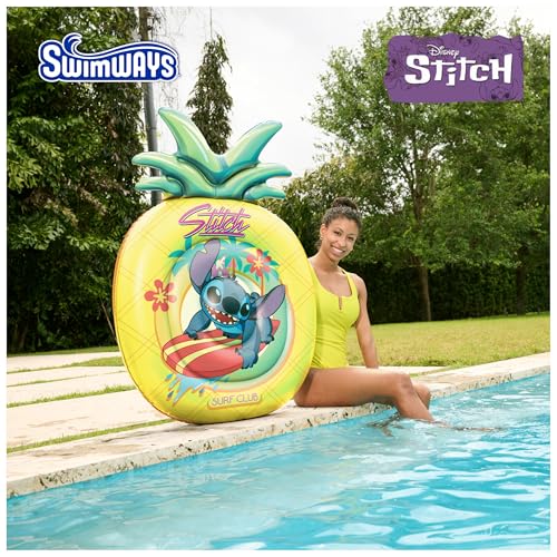 SwimWays Stitch Oversized Pool Float - Inflatable Pineapple Lounger for Ages 14+