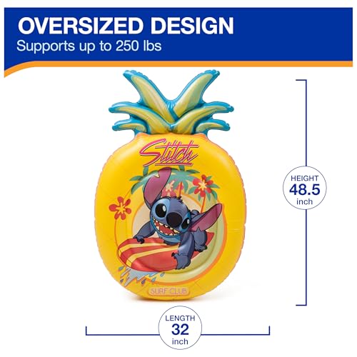 SwimWays Stitch Oversized Pool Float - Inflatable Pineapple Lounger for Ages 14+