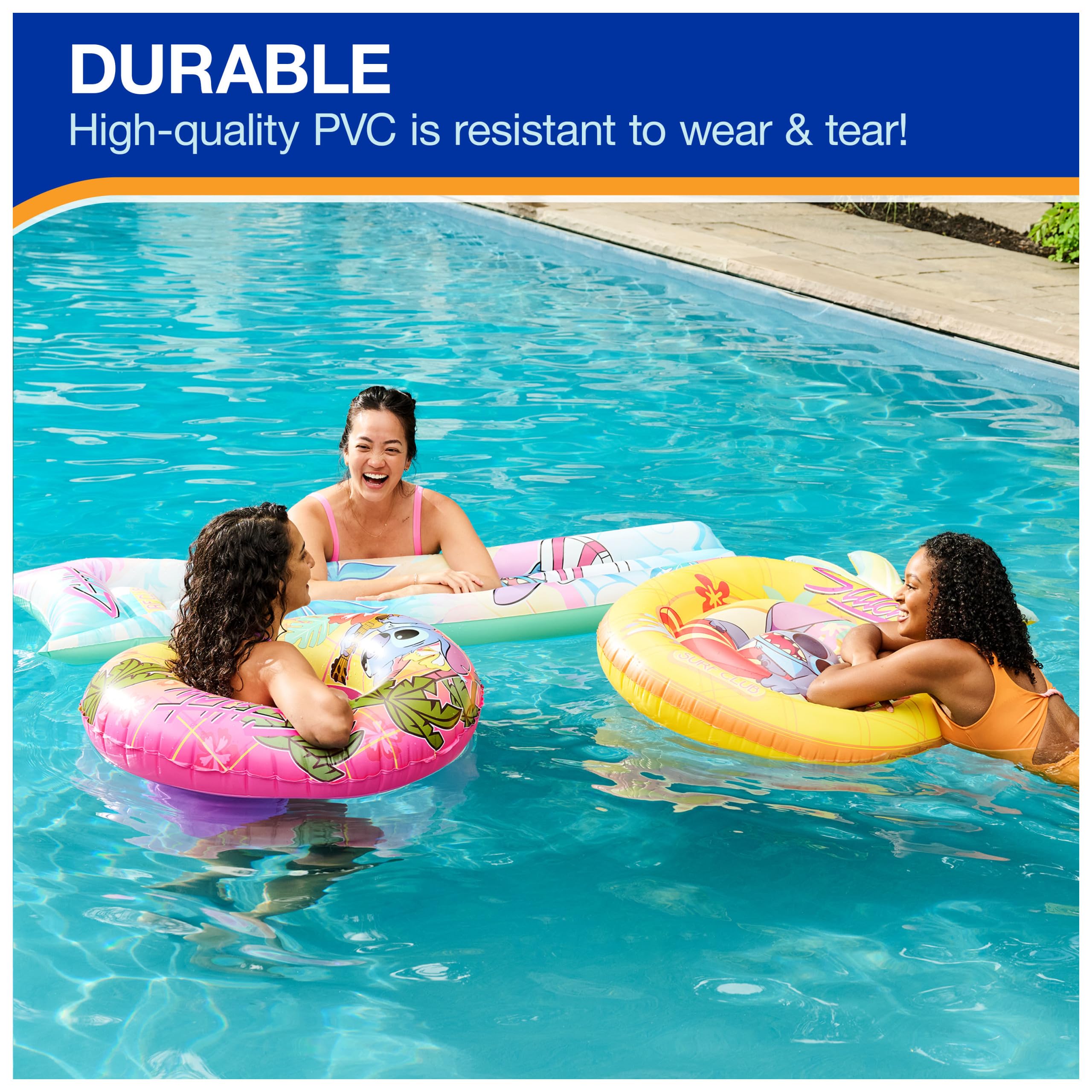 SwimWays Stitch Oversized Pool Float - Inflatable Pineapple Lounger for Ages 14+