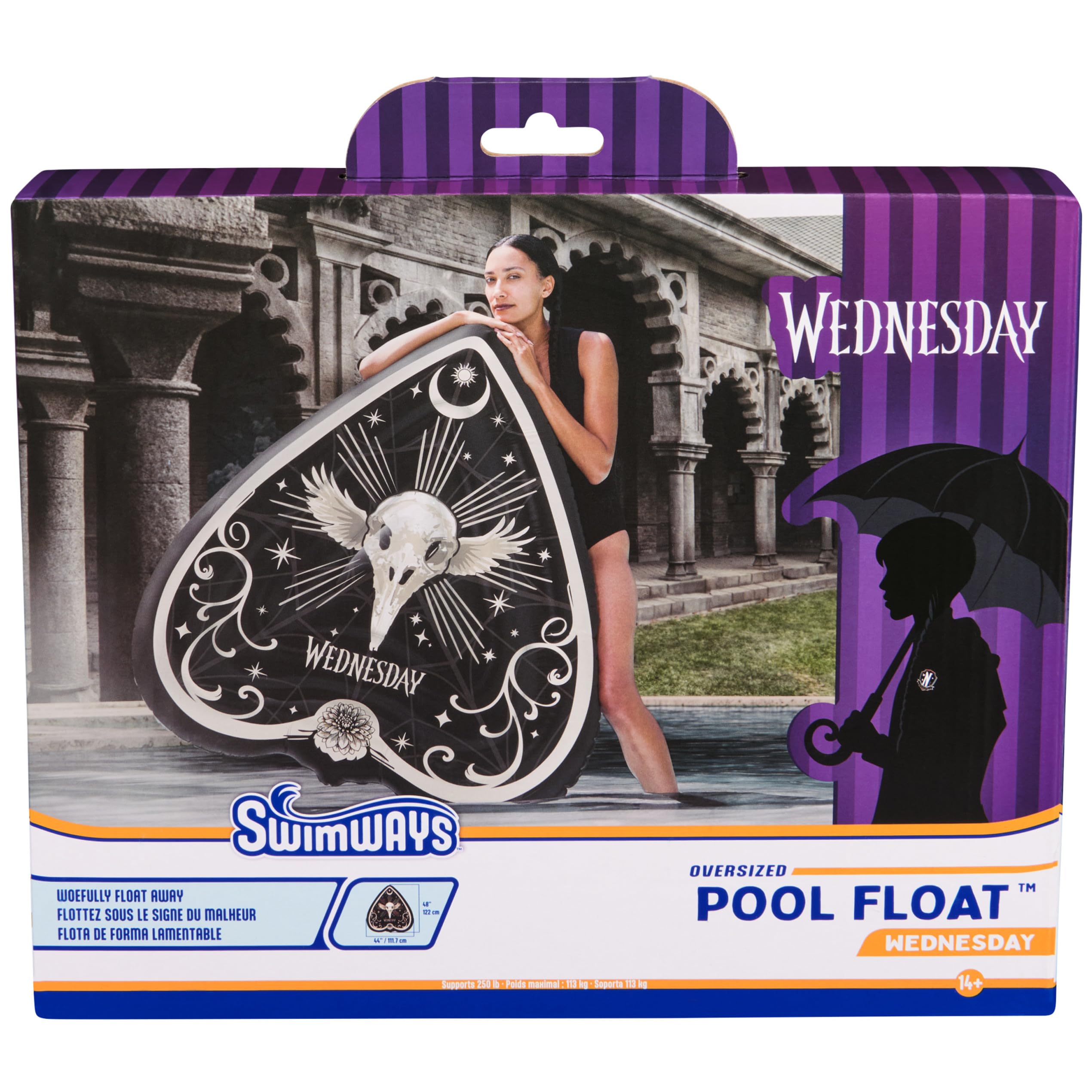 SwimWays Wednesday Oversized Pool Float for Teens – Spade-Shaped Inflatable Lounger