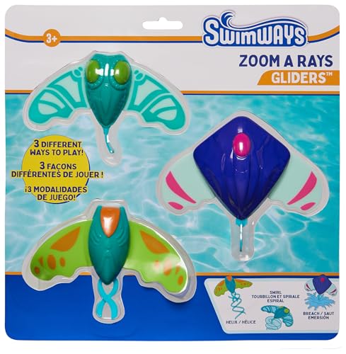 SwimWays Zoom-A-Rays 3-Pack: Self-Powered Water Toys for Kids 5+ – Pool Games & Swim Training