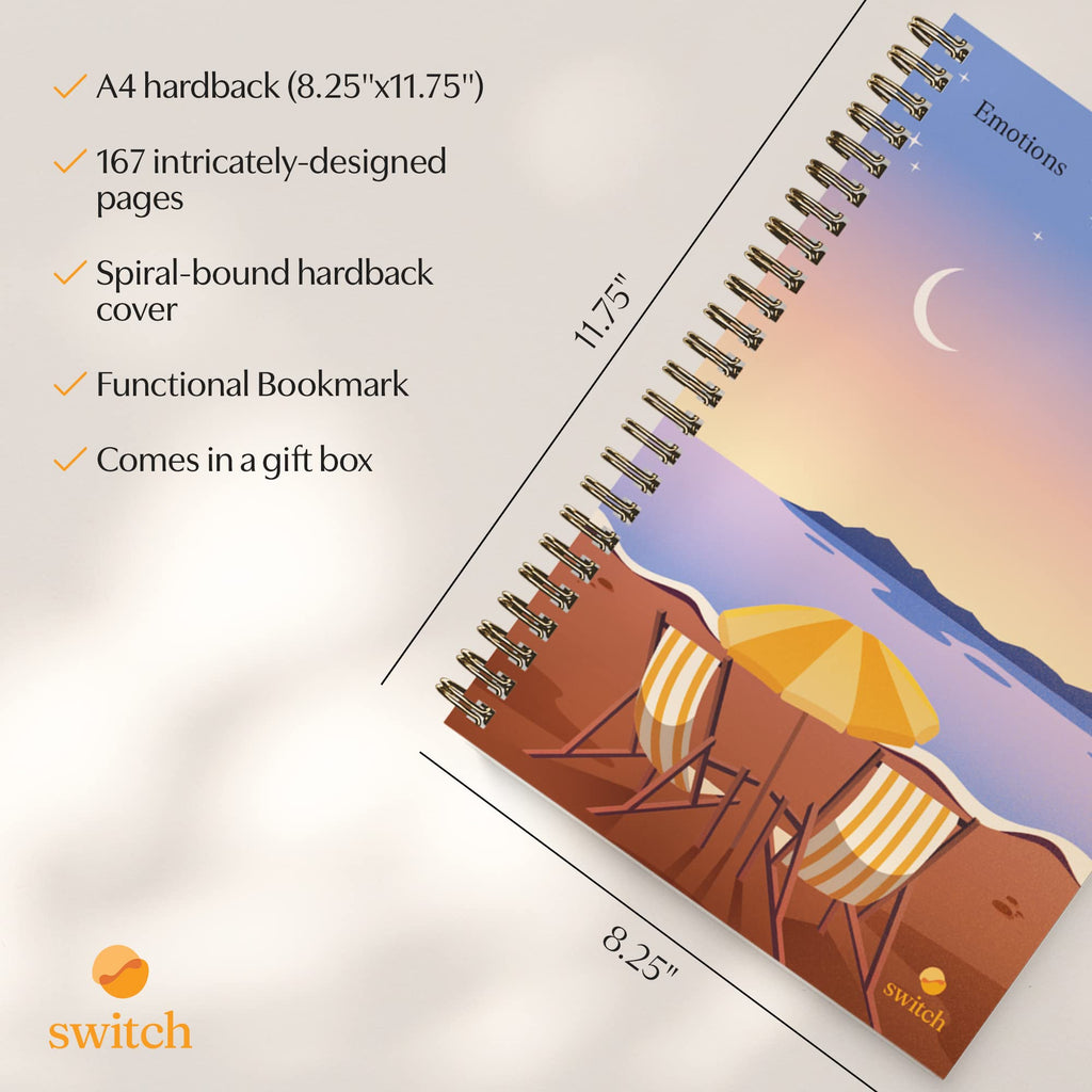Switch Research Emotions Journal – A4 Self-Care Journal with Psychologist-Backed Exercises and Daily Check-Ins