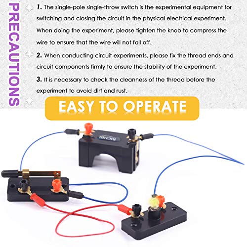 Swpeet 22-Piece Basic Circuit Kit for Physics Experiments - Wires, Battery Holders, Switches, Bulb Holders & E10 Bulbs