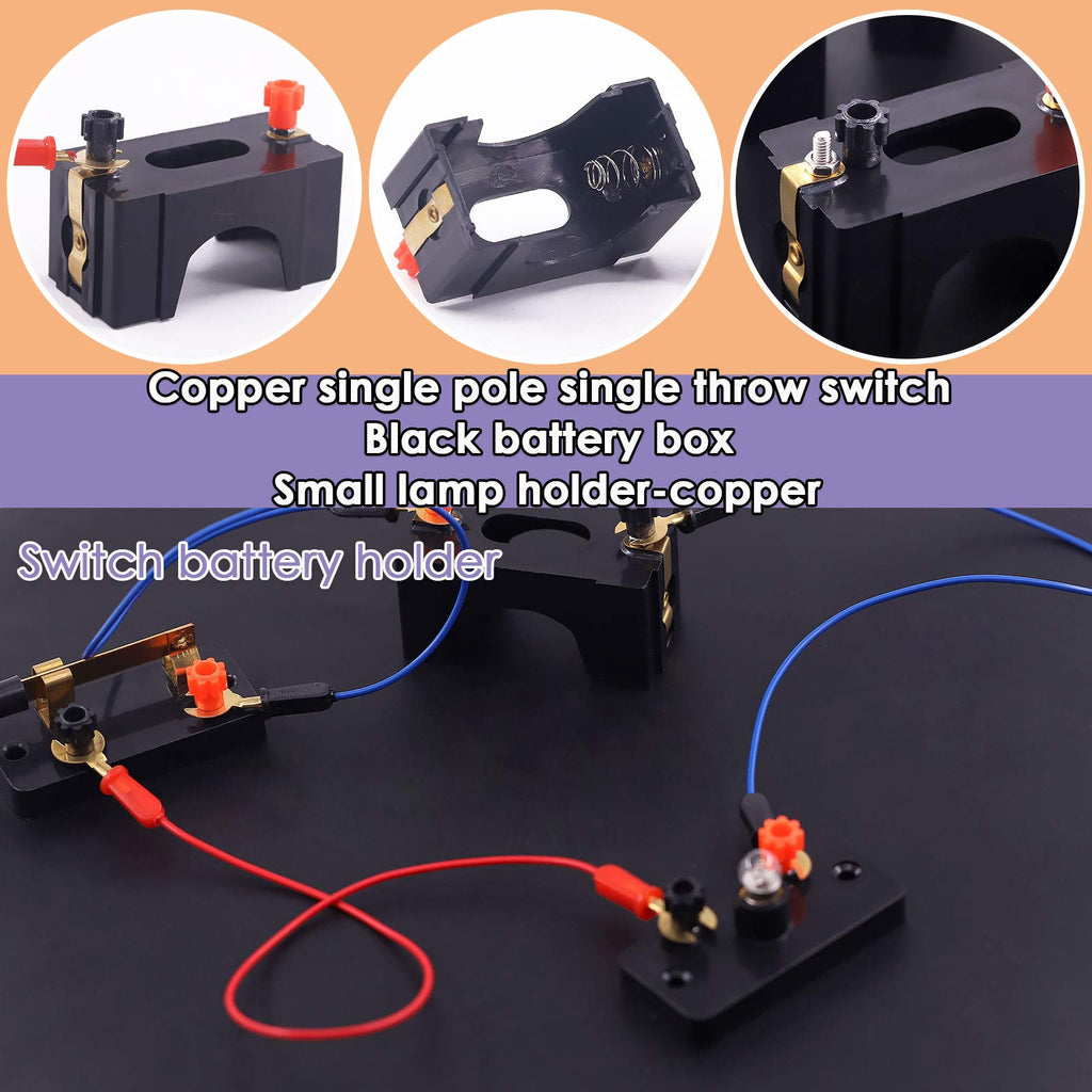 Swpeet 22-Piece Basic Circuit Kit for Physics Experiments - Wires, Battery Holders, Switches, Bulb Holders & E10 Bulbs