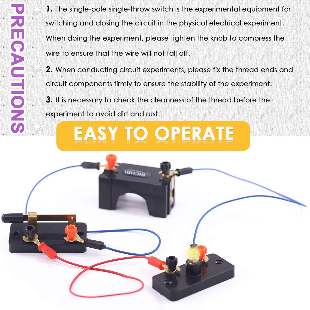 Swpeet 22-Piece Basic Circuit Kit for Physics Experiments - Wires, Battery Holders, Switches, Bulb Holders & E10 Bulbs