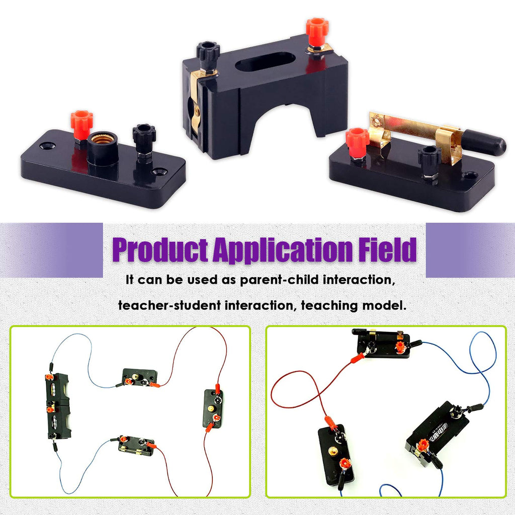 Swpeet 22-Piece Basic Circuit Kit for Physics Experiments - Wires, Battery Holders, Switches, Bulb Holders & E10 Bulbs