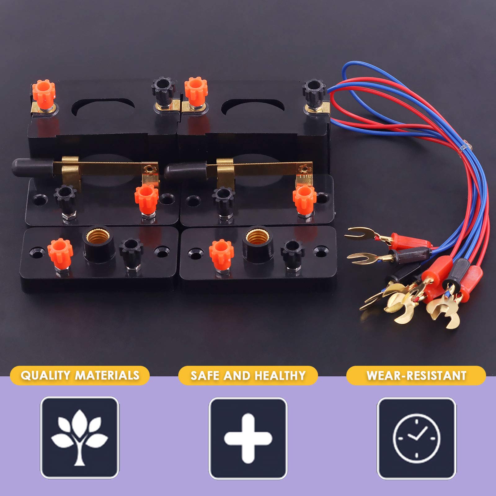Swpeet 22-Piece Basic Circuit Kit for Physics Experiments - Wires, Battery Holders, Switches, Bulb Holders & E10 Bulbs