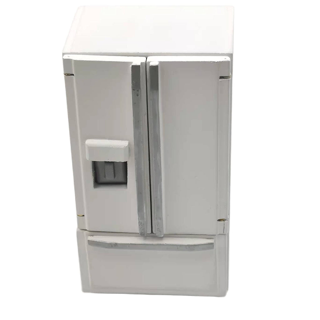 SXFSE 1:12 Scale Dollhouse Refrigerator, Wooden Miniature Fridge for Kitchen Prop, White