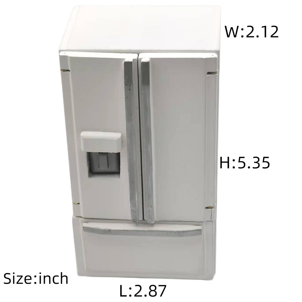 SXFSE 1:12 Scale Dollhouse Refrigerator, Wooden Miniature Fridge for Kitchen Prop, White