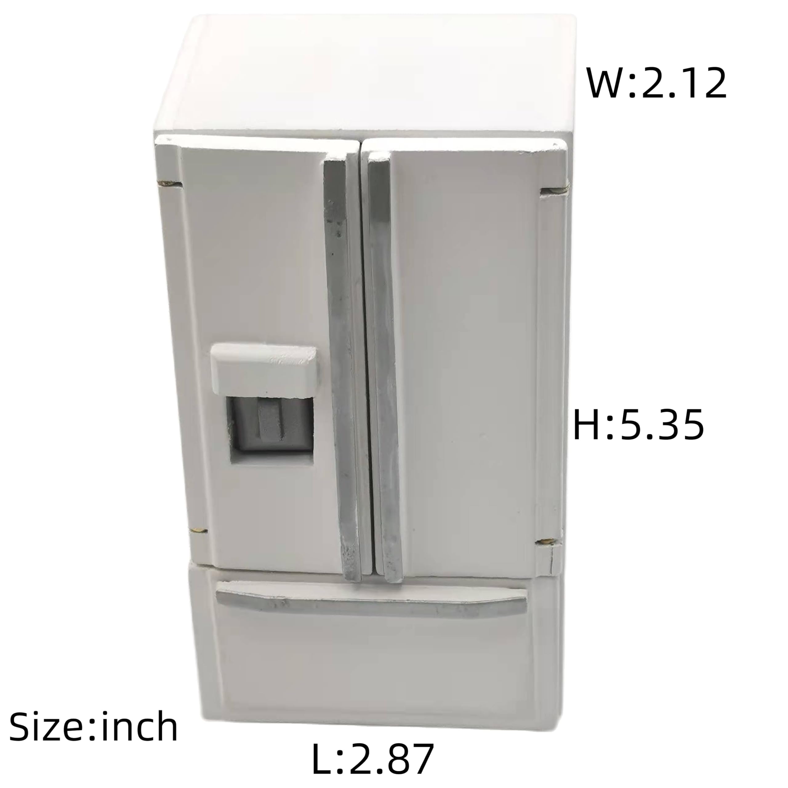 SXFSE 1:12 Scale Dollhouse Refrigerator, Wooden Miniature Fridge for Kitchen Prop, White