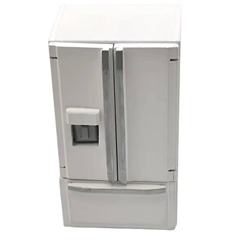 SXFSE 1:12 Scale Dollhouse Refrigerator, Wooden Miniature Fridge for Kitchen Prop, White