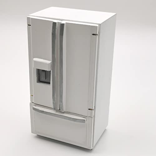 SXFSE 1:12 Scale Dollhouse Refrigerator, Wooden Miniature Fridge for Kitchen Prop, White