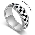 SYDNFZY Checkered Fidget Ring - 8mm 18K Gold Plated Stainless Steel Spinner Ring for Stress Relief - Anxiety Jewelry for Men and Women - Size 11