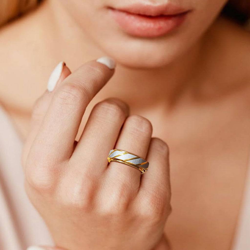 SYDNFZY Fidget Spinner Ring - 18K Gold Plated Stainless Steel Anxiety Relief Jewelry for Women and Men