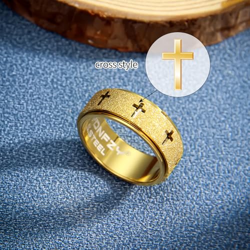 SYDNFZY Stainless Steel Anxiety Spinner Ring for Men 8mm – Fidget Ring for Stress Relief (Sizes 6-11)