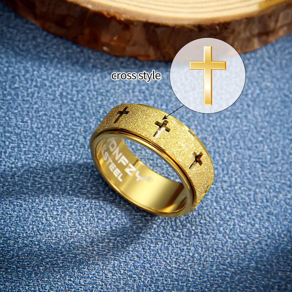 SYDNFZY Stainless Steel Anxiety Spinner Ring for Men 8mm – Fidget Ring for Stress Relief (Sizes 6-11)