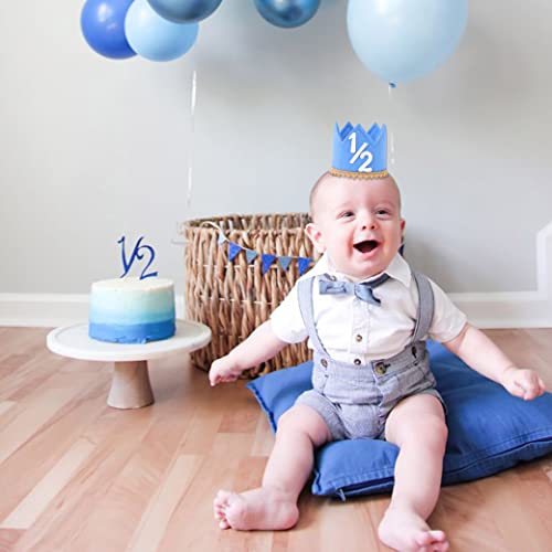 SYESQL Half Birthday Crown for Baby Girls/Boys – Cute 1/2 Crown Hat with Elastic Band in 4 Colors