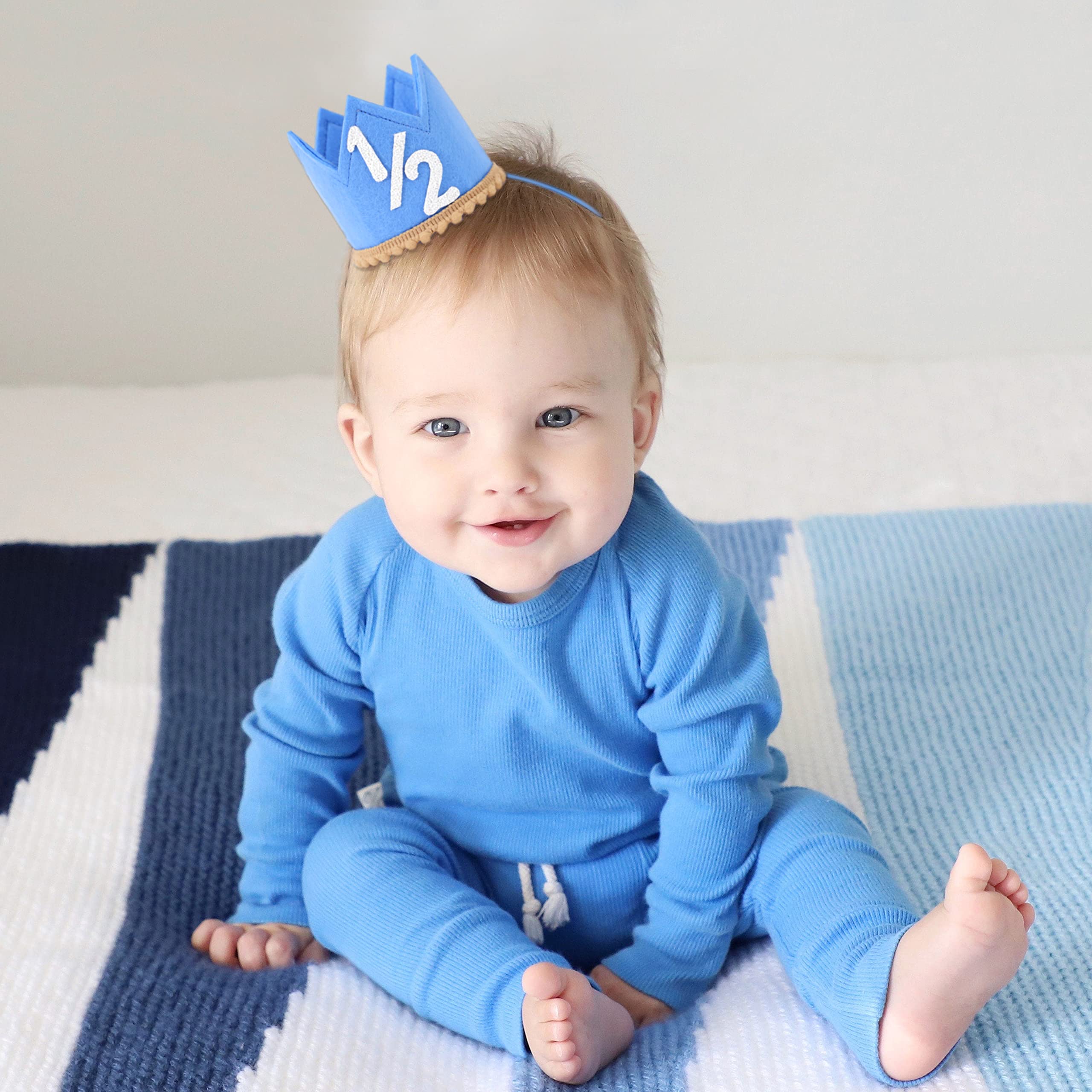 SYESQL Half Birthday Crown for Baby Girls/Boys – Cute 1/2 Crown Hat with Elastic Band in 4 Colors