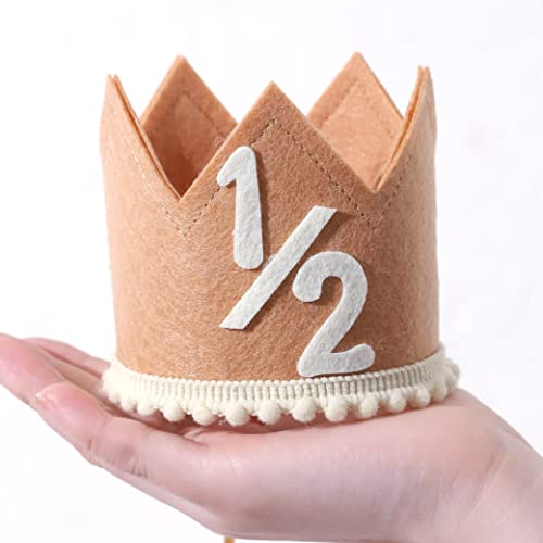 SYESQL Half Birthday Crown Hat - Colorful 1/2 Crown for Baby Girls & Boys